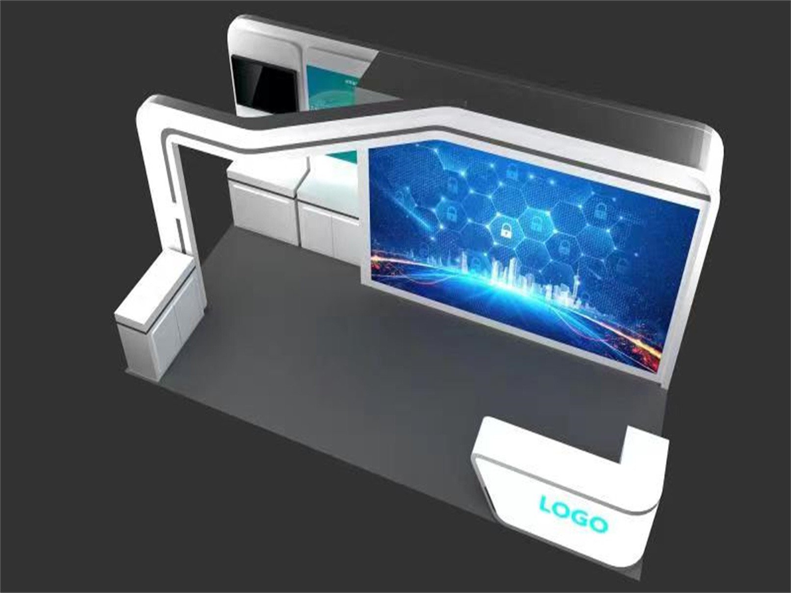 R33 10 039 X 20 039 Custom Trade Show Booth With Led Video Wall