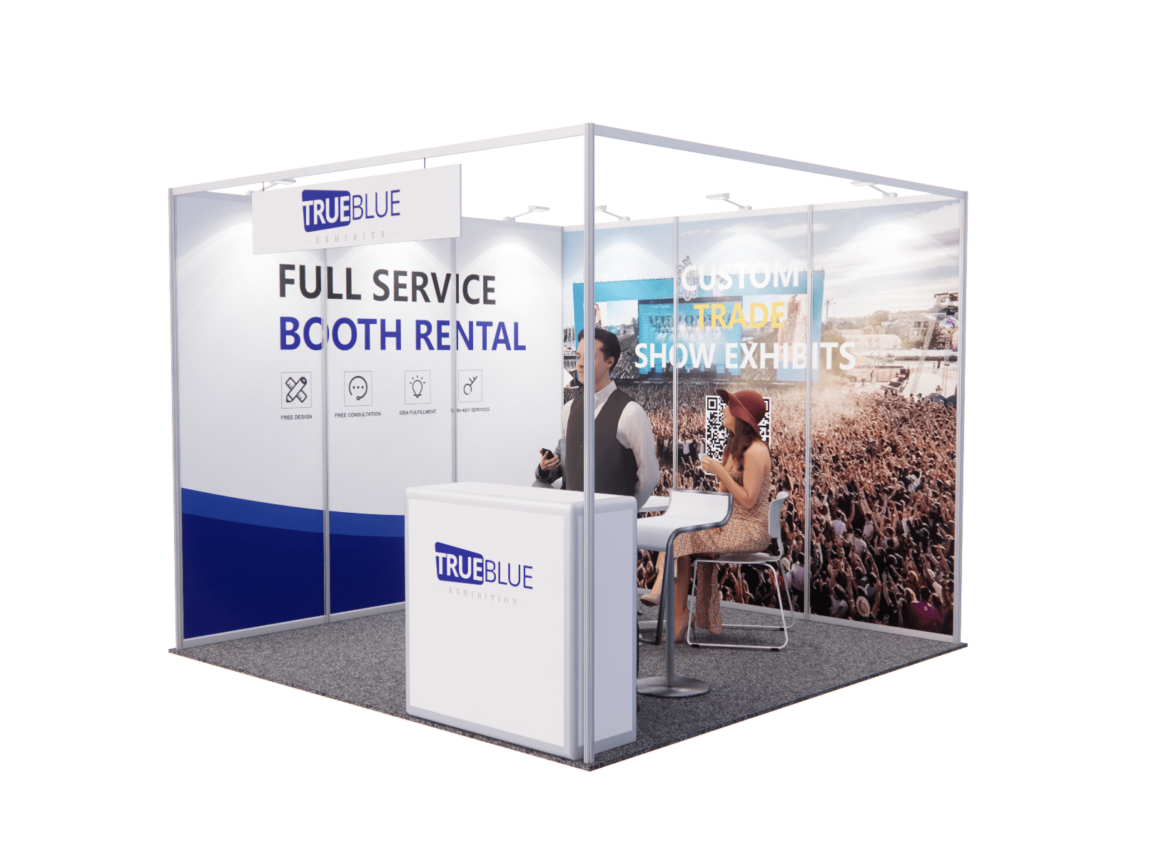 10′ x 10′ Custom Aluminum Rental Booth Design 07 – Show MGMT Approval Required