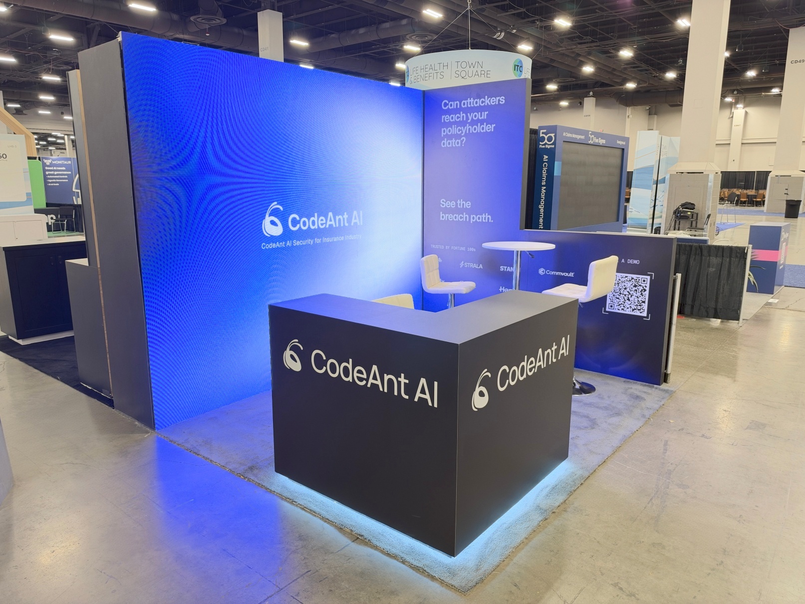 CodeAnt AI 10′ x 10′ ITC Vegas LED Video Wall Booth Rental